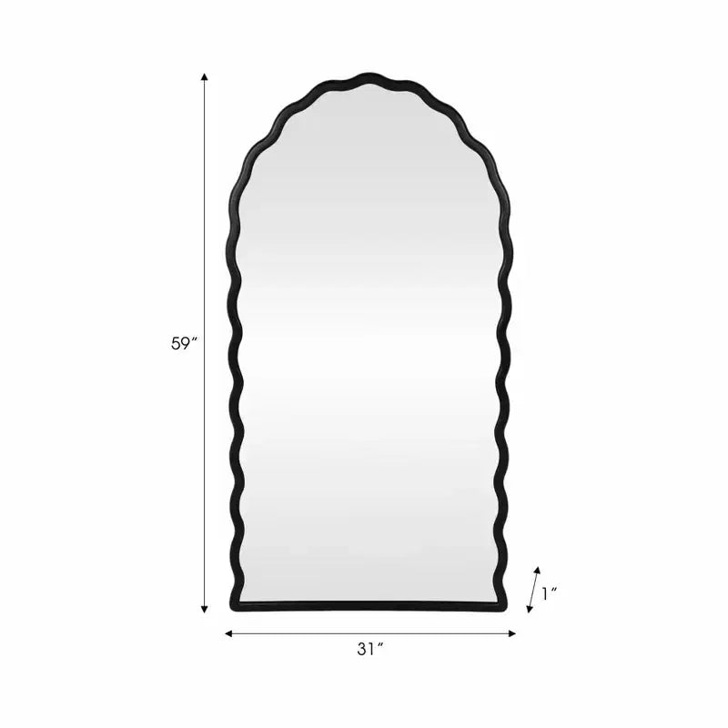 Sofisticato specchio da parete ad arco per l'arredamento della camera da letto - Specchio da toeletta con cornice ondulata per dormitorio, casa, bagno o ufficio - 59