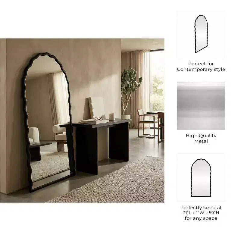 Sofisticato specchio da parete ad arco per l'arredamento della camera da letto - Specchio da toeletta con cornice ondulata per dormitorio, casa, bagno o ufficio - 59