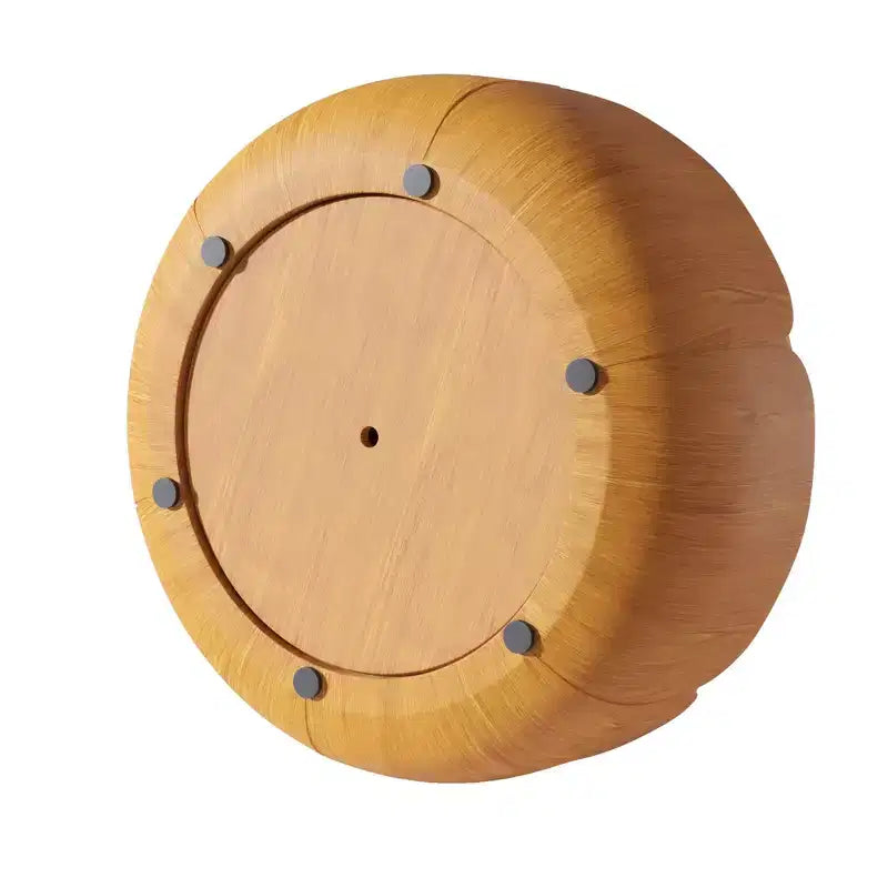 Tavolino da caffè rotondo per interni ed esterni da 35.63 pollici, tavolo centrale moderno a forma di tamburo con venature del legno