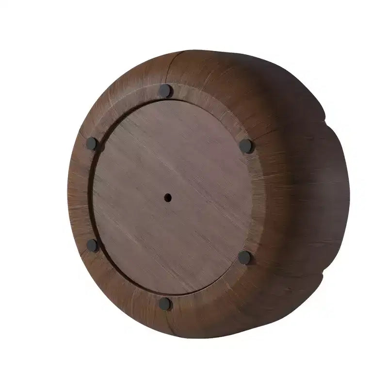 Tavolino da caffè rotondo per interni ed esterni da 35.63 pollici, tavolo centrale moderno a forma di tamburo con venature del legno