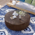 35.63 Round Outdoor Indoor Coffee Table, Modern Wood Grain Drum Center Table