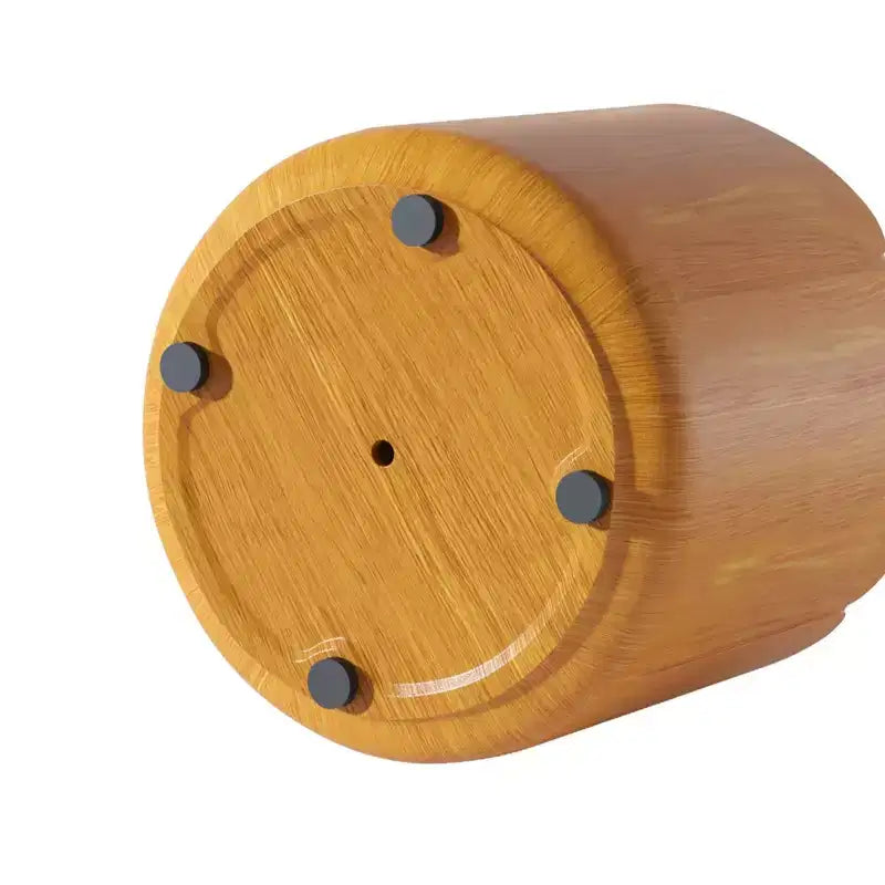 Tavolino rotondo 19.29H per esterni e interni, sgabello da giardino moderno con venature del legno