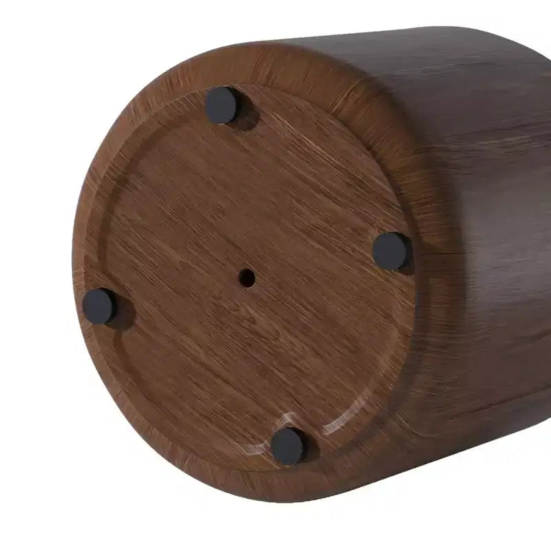 Tavolino rotondo 19.29H per esterni e interni, sgabello da giardino moderno con venature del legno