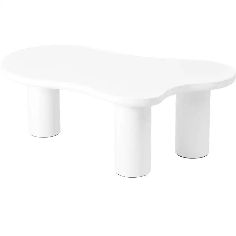 Tavolino da Caffè Cloud con Gambe a Sfera, Tavolo Centrale Irregolare Moderno per Soggiorno, Bianco