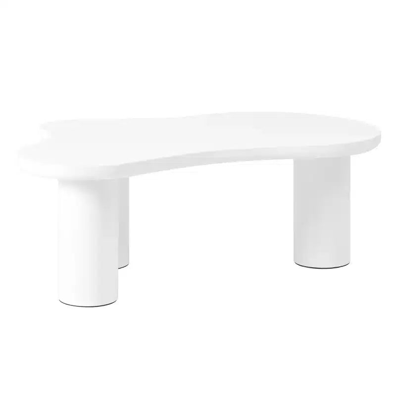 Tavolino da Caffè Cloud con Gambe a Sfera, Tavolo Centrale Irregolare Moderno per Soggiorno, Bianco