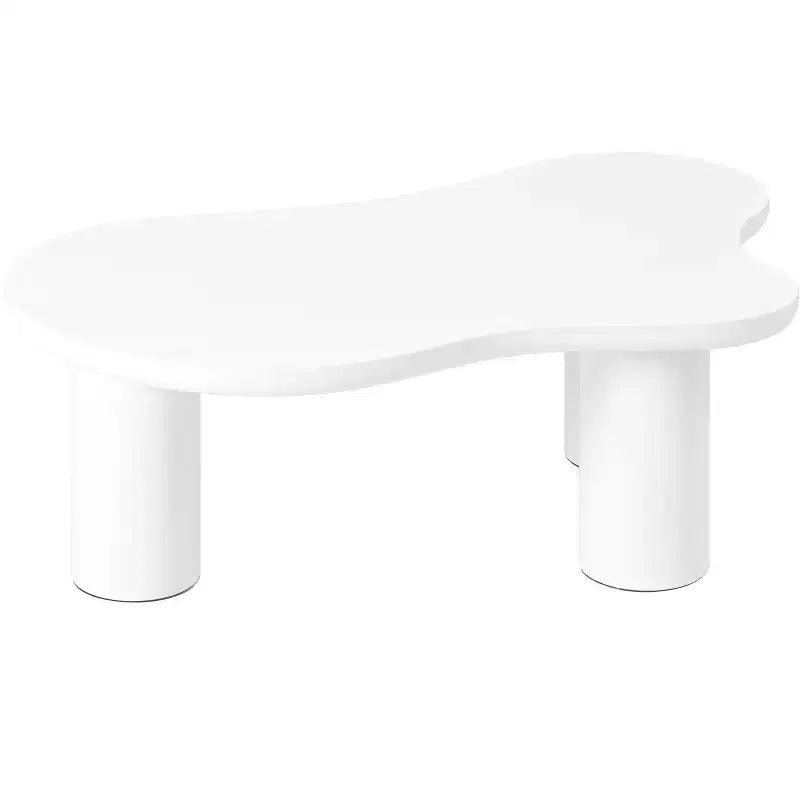 Tavolino da Caffè Cloud con Gambe a Sfera, Tavolo Centrale Irregolare Moderno per Soggiorno, Bianco