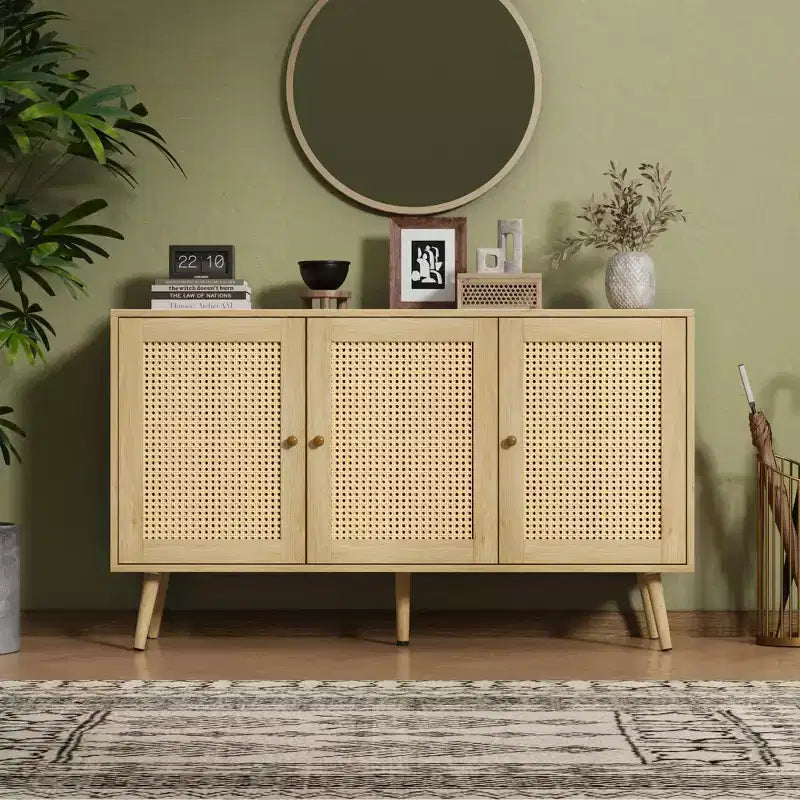 Madia Buffet 3 Ante con Contenitore, Mobile Contenitore Indipendente per Cucina, Sala da Pranzo, Soggiorno