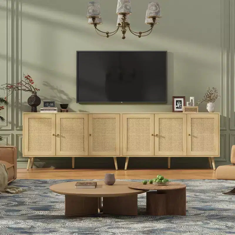 Madia Buffet 3 Ante con Contenitore, Mobile Contenitore Indipendente per Cucina, Sala da Pranzo, Soggiorno