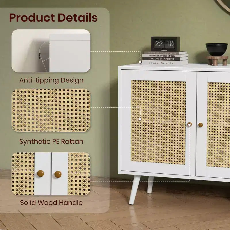 Madia Buffet 3 Ante con Contenitore, Mobile Contenitore Indipendente per Cucina, Sala da Pranzo, Soggiorno
