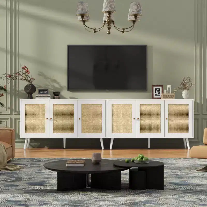 Madia Buffet 3 Ante con Contenitore, Mobile Contenitore Indipendente per Cucina, Sala da Pranzo, Soggiorno