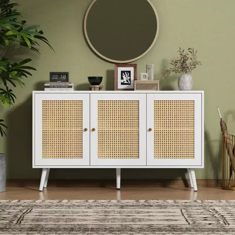 Madia Buffet 3 Ante con Contenitore, Mobile Contenitore Indipendente per Cucina, Sala da Pranzo, Soggiorno