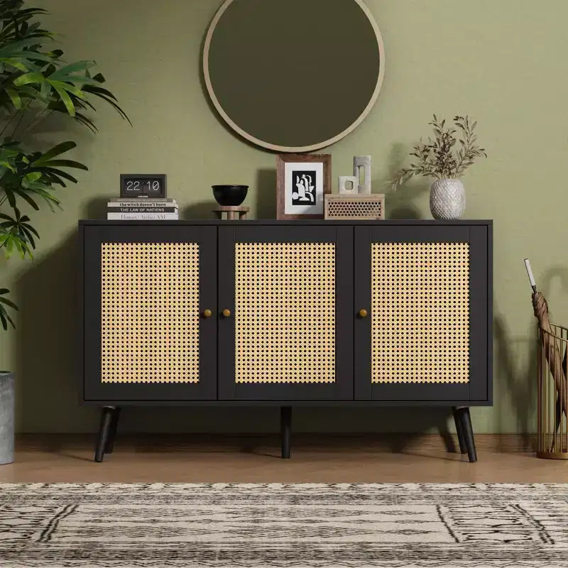 Madia Buffet 3 Ante con Contenitore, Mobile Contenitore Indipendente per Cucina, Sala da Pranzo, Soggiorno