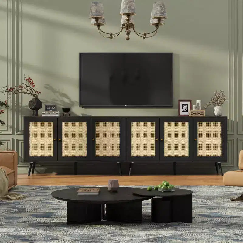 Madia Buffet 3 Ante con Contenitore, Mobile Contenitore Indipendente per Cucina, Sala da Pranzo, Soggiorno