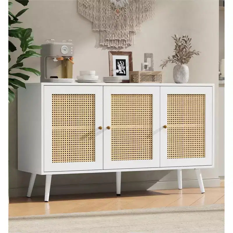 Madia Buffet 3 Ante con Contenitore, Mobile Contenitore Indipendente per Cucina, Sala da Pranzo, Soggiorno