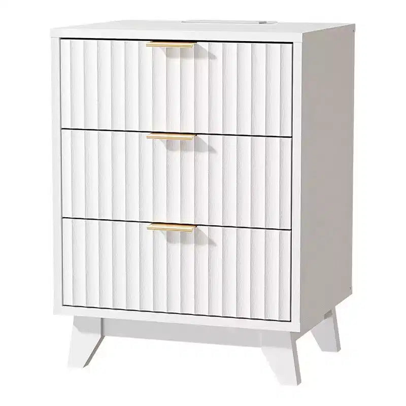 Comodino con 3 cassetti a griglia da 45 cm, con USB, Type-C e prese di corrente - Multicolore