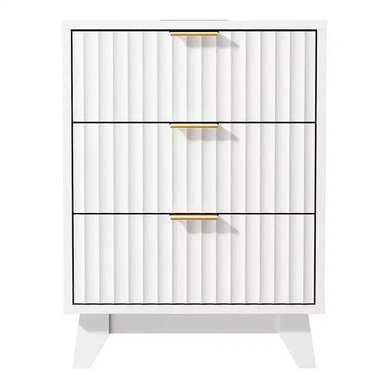 Comodino con 3 cassetti a griglia da 45 cm, con USB, Type-C e prese di corrente - Multicolore