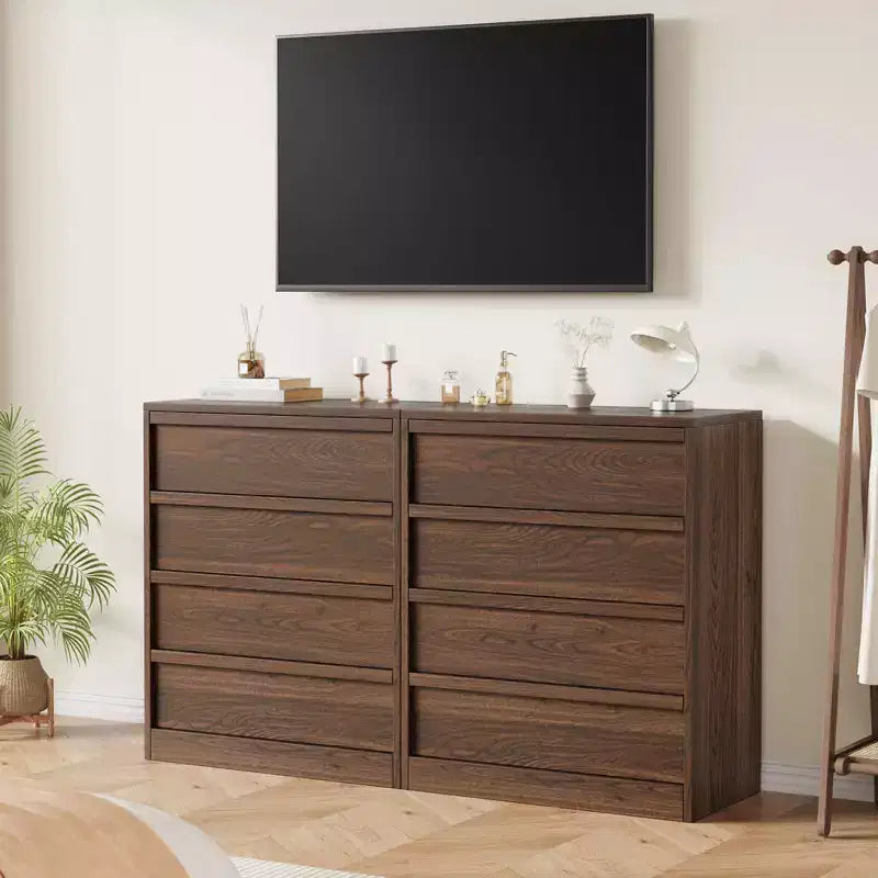 Comodino a 4 cassetti per camera da letto, tavolino piccolo da 99 cm con sicurezza antiribaltamento, cassettiera moderna con ampio spazio organizer per soggiorno