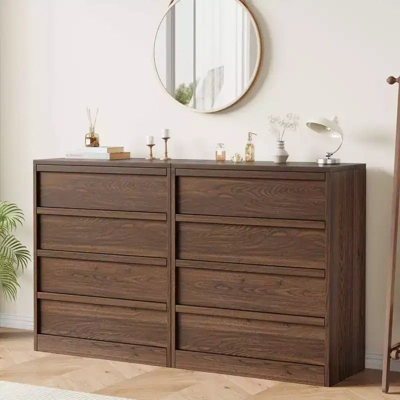 Comodino a 4 cassetti per camera da letto, tavolino piccolo da 99 cm con sicurezza antiribaltamento, cassettiera moderna con ampio spazio organizer per soggiorno