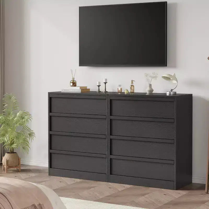 Comodino a 4 cassetti per camera da letto, tavolino piccolo da 99 cm con sicurezza antiribaltamento, cassettiera moderna con ampio spazio organizer per soggiorno