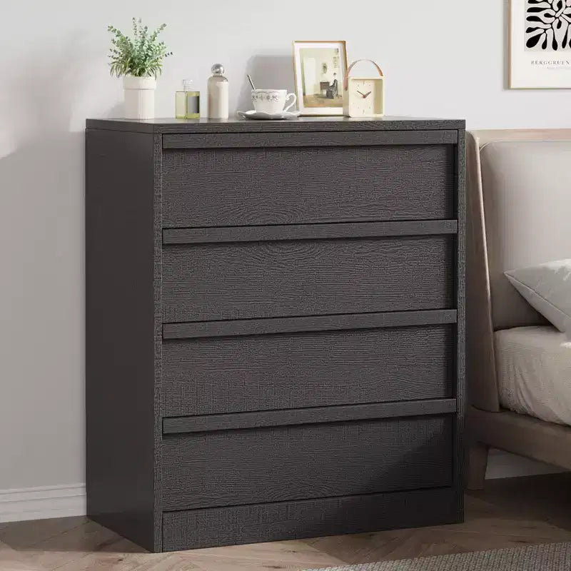 4-Drawer Nightstand for Bedroom, 39 Tall Small End Side Table w/ Anti-Tip Safety, Modern Large Storage Organizer Dresser for Living Room