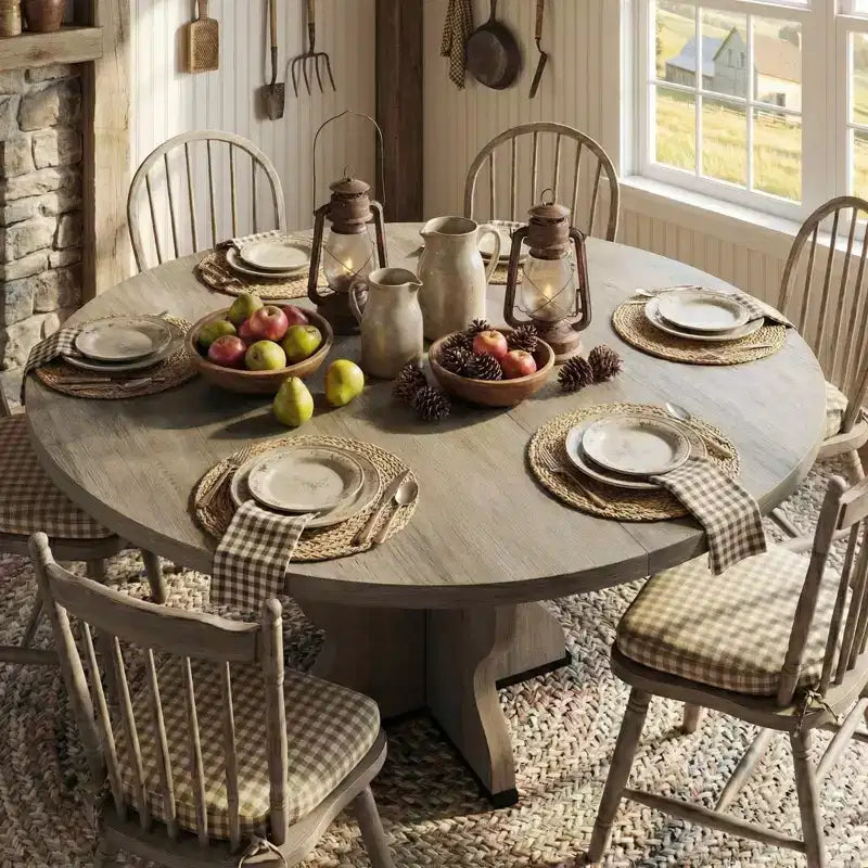 Tavolo da Pranzo Allungabile per Piccoli Spazi, Tavolo da Cucina Ovale Stile Rustico 47-63 con Prolunga Integrata e Struttura in Metallo per 4-8 Persone