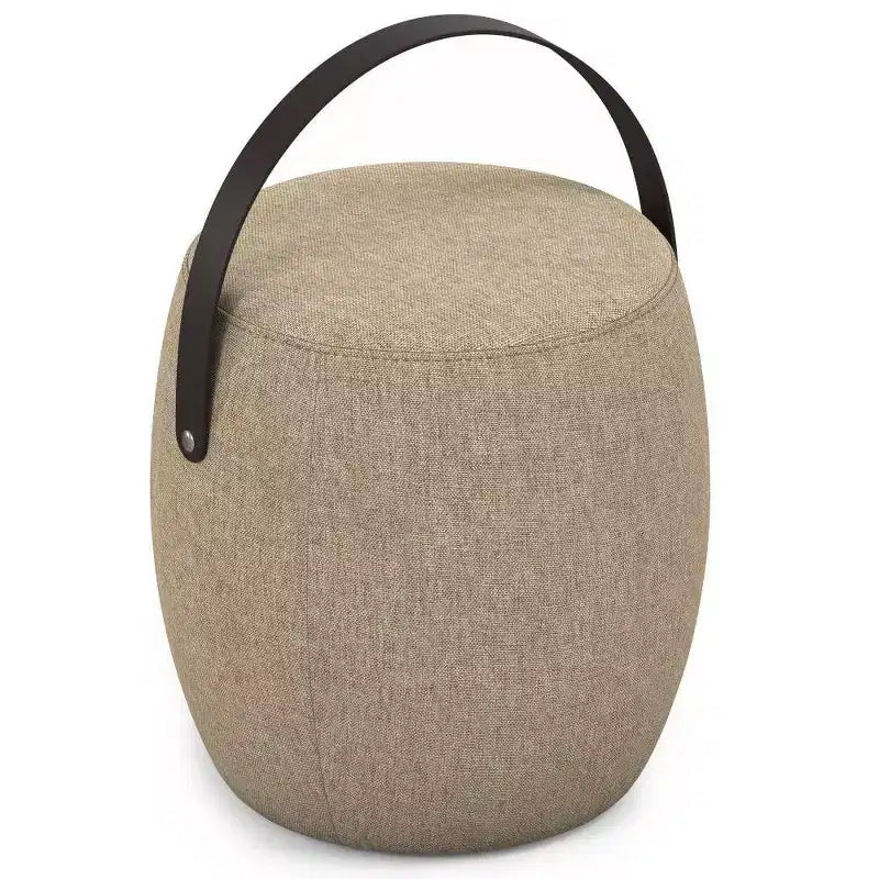 Pouf rotondo imbottito in lino, poggiapiedi, sgabello d'accento imbottito da 40 cm, portata 113 kg, nessun assemblaggio richiesto