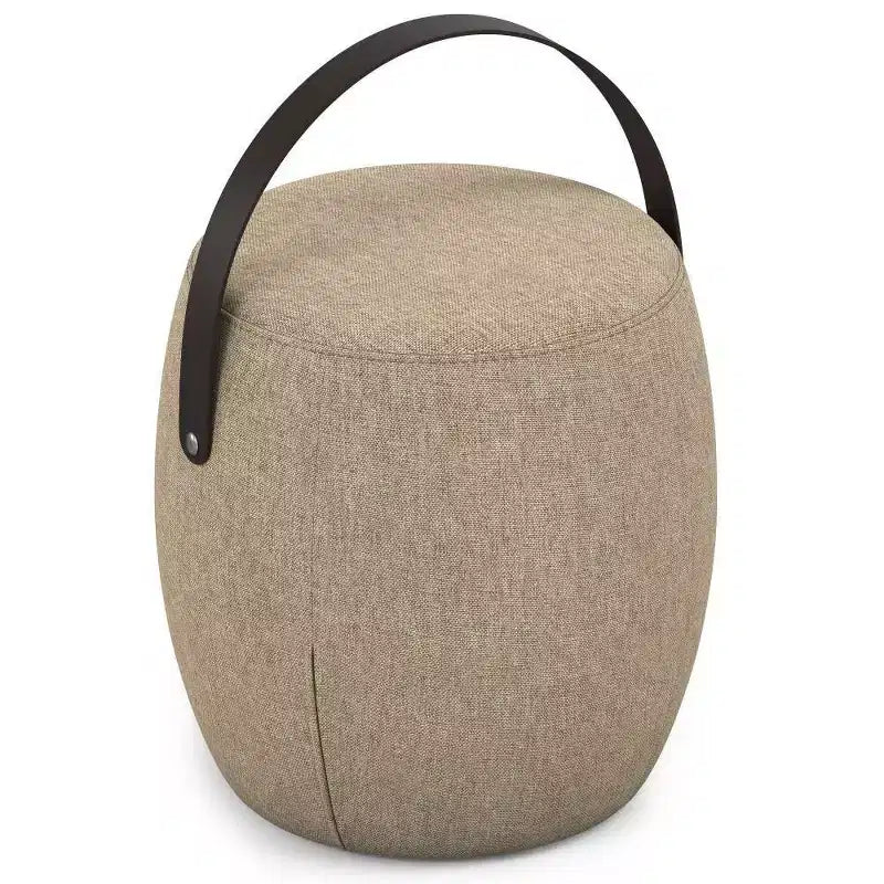 Pouf rotondo imbottito in lino, poggiapiedi, sgabello d'accento imbottito da 40 cm, portata 113 kg, nessun assemblaggio richiesto