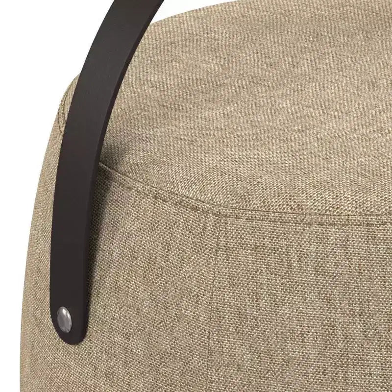 Pouf rotondo imbottito in lino, poggiapiedi, sgabello d'accento imbottito da 40 cm, portata 113 kg, nessun assemblaggio richiesto