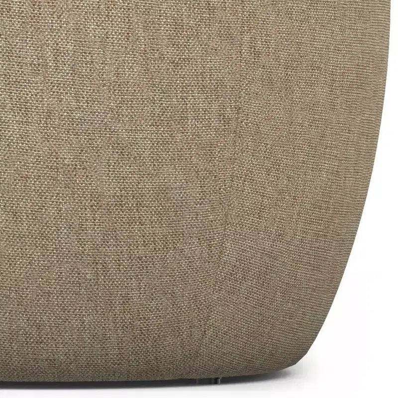Pouf rotondo imbottito in lino, poggiapiedi, sgabello d'accento imbottito da 40 cm, portata 113 kg, nessun assemblaggio richiesto