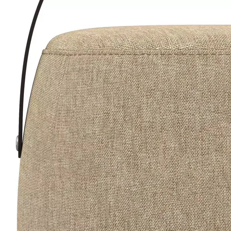 Pouf rotondo imbottito in lino, poggiapiedi, sgabello d'accento imbottito da 40 cm, portata 113 kg, nessun assemblaggio richiesto