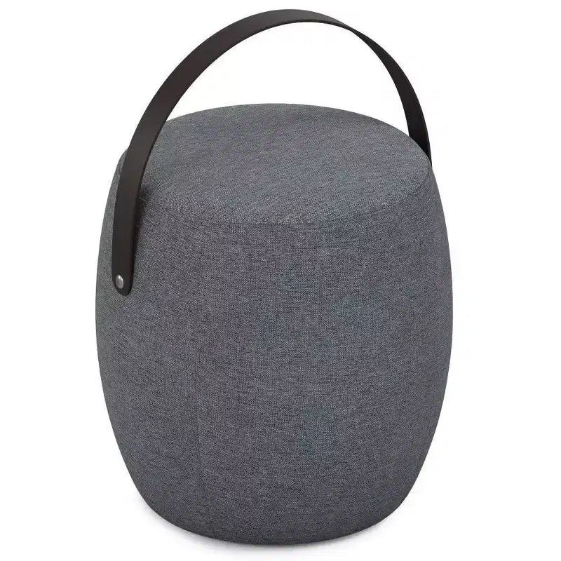Pouf rotondo imbottito in lino, poggiapiedi, sgabello d'accento imbottito da 40 cm, portata 113 kg, nessun assemblaggio richiesto