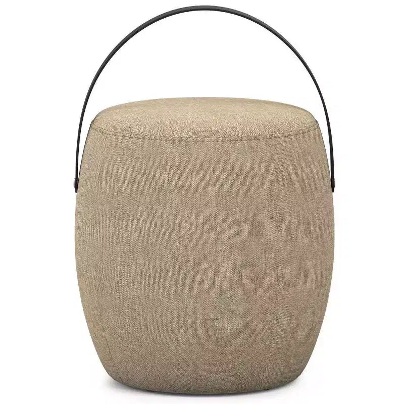 Pouf rotondo imbottito in lino, poggiapiedi, sgabello d'accento imbottito da 40 cm, portata 113 kg, nessun assemblaggio richiesto