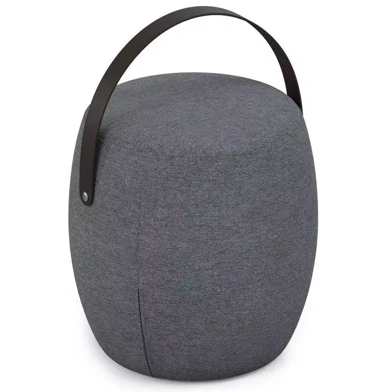 Pouf rotondo imbottito in lino, poggiapiedi, sgabello d'accento imbottito da 40 cm, portata 113 kg, nessun assemblaggio richiesto