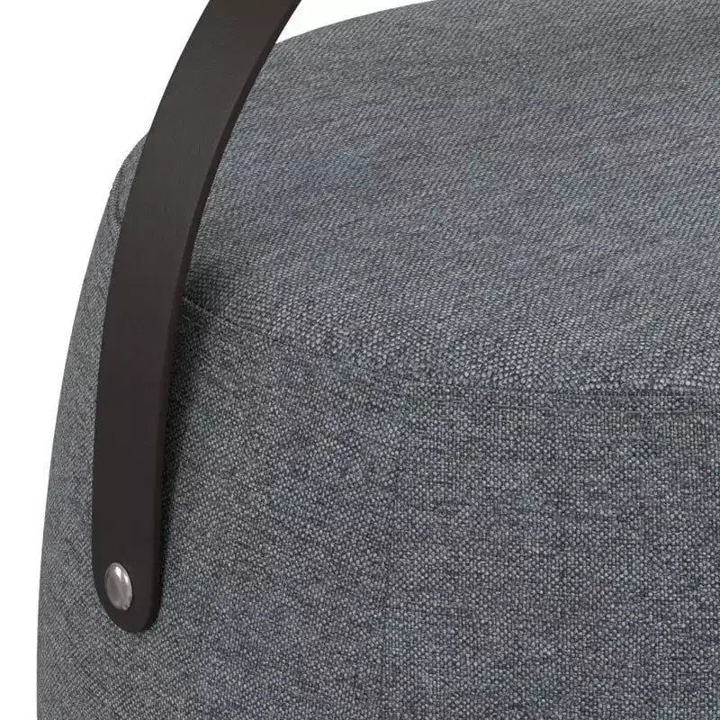 Pouf rotondo imbottito in lino, poggiapiedi, sgabello d'accento imbottito da 40 cm, portata 113 kg, nessun assemblaggio richiesto