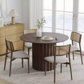Dovelina Mid-Century Round Dining Table Wood Kitchen Table for 4 People - Walnut
