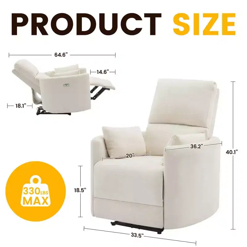 Poltrona reclinabile elettrica per adulti, regolabile 90-145°, ricarica USB, supporto lombare