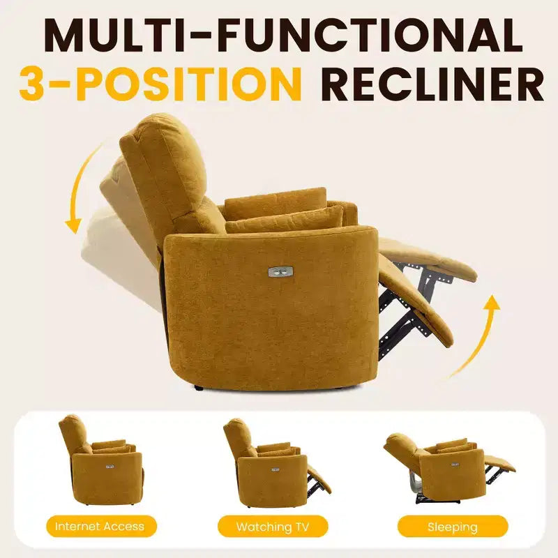 Poltrona reclinabile elettrica per adulti, regolabile 90-145°, ricarica USB, supporto lombare