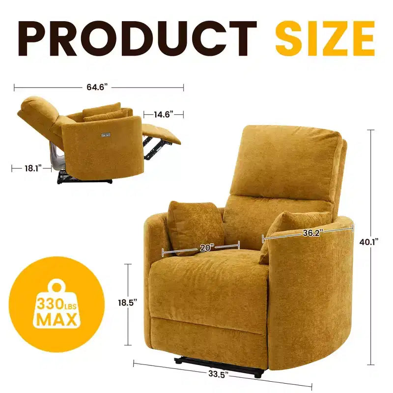 Poltrona reclinabile elettrica per adulti, regolabile 90-145°, ricarica USB, supporto lombare