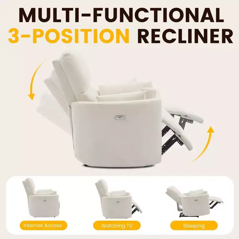 Poltrona reclinabile elettrica per adulti, regolabile 90-145°, ricarica USB, supporto lombare